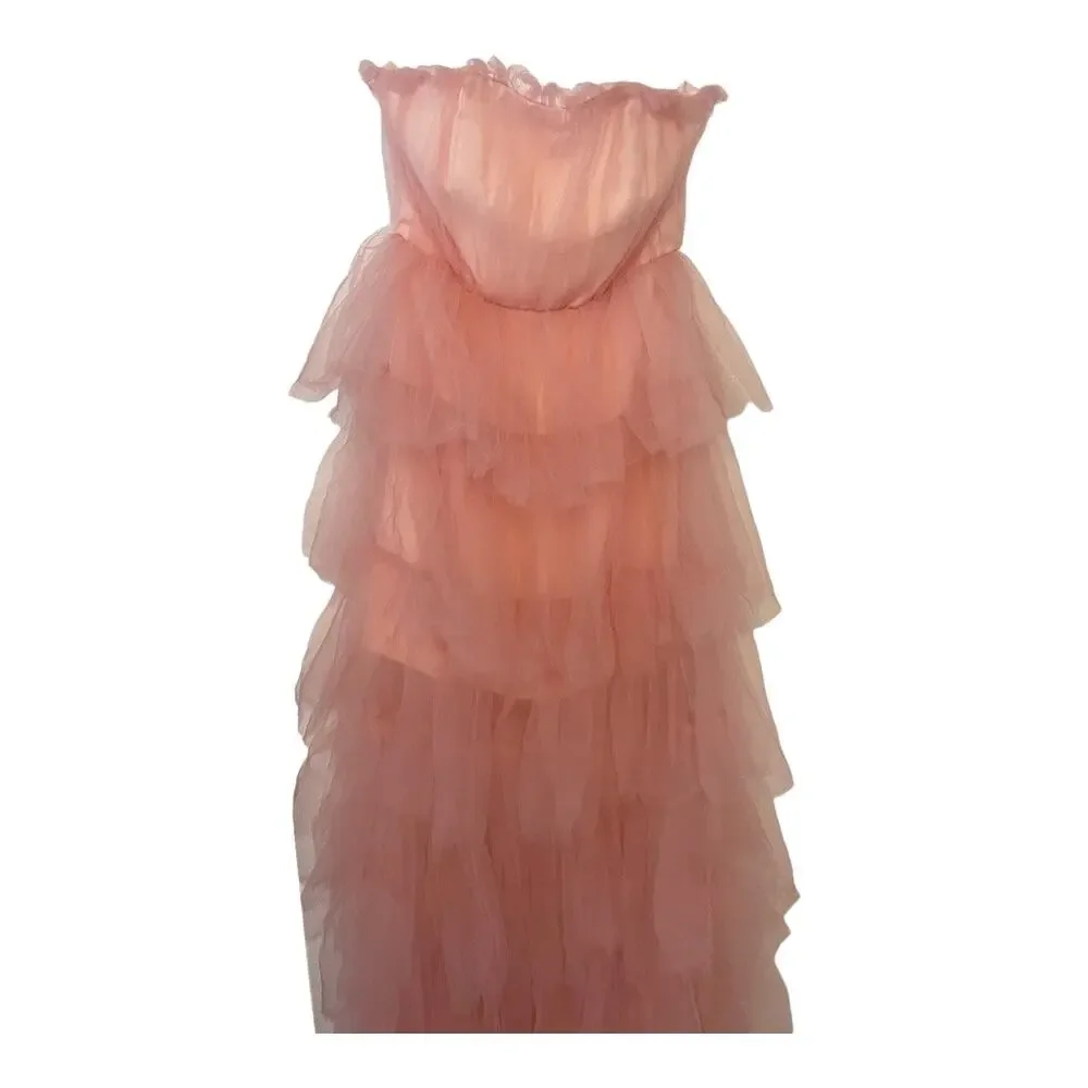 Lovers and Friends Bobbit Gown Strapless Tiered Ruffle Tulle Bridal Wedding XS - Picture 7 of 16
